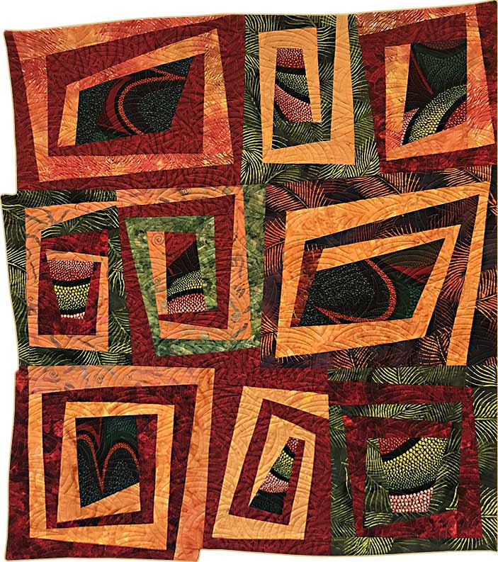 African Crazy Log Cabin by Donna Radner